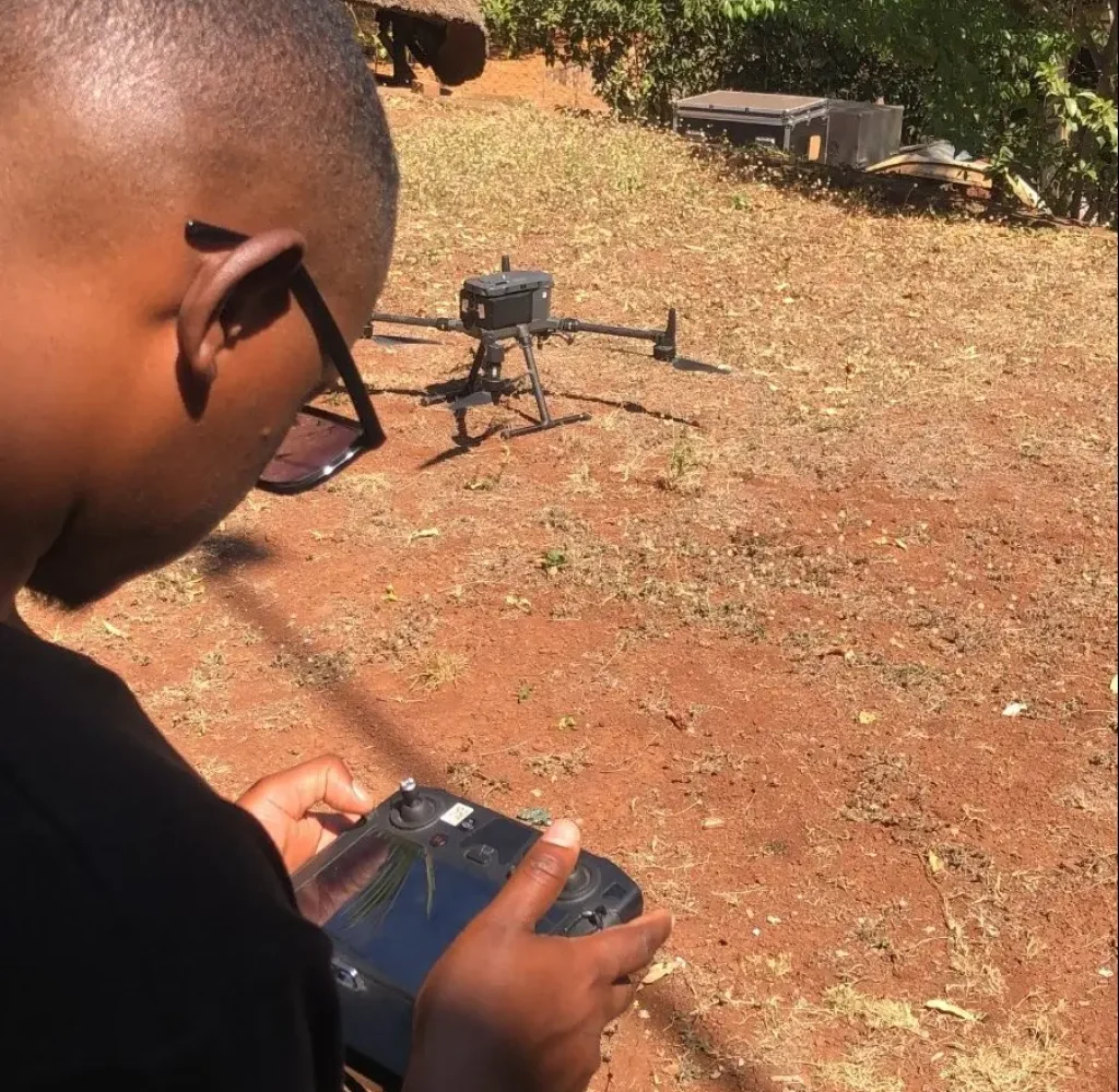 Drone pilot operating an enterprise aircraft during practical training